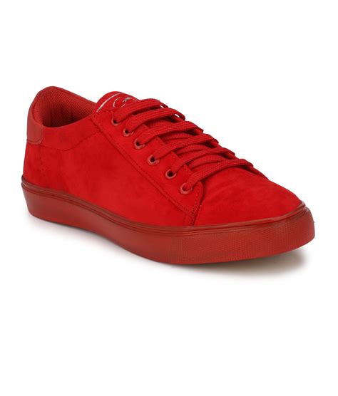 red casual sneakers.